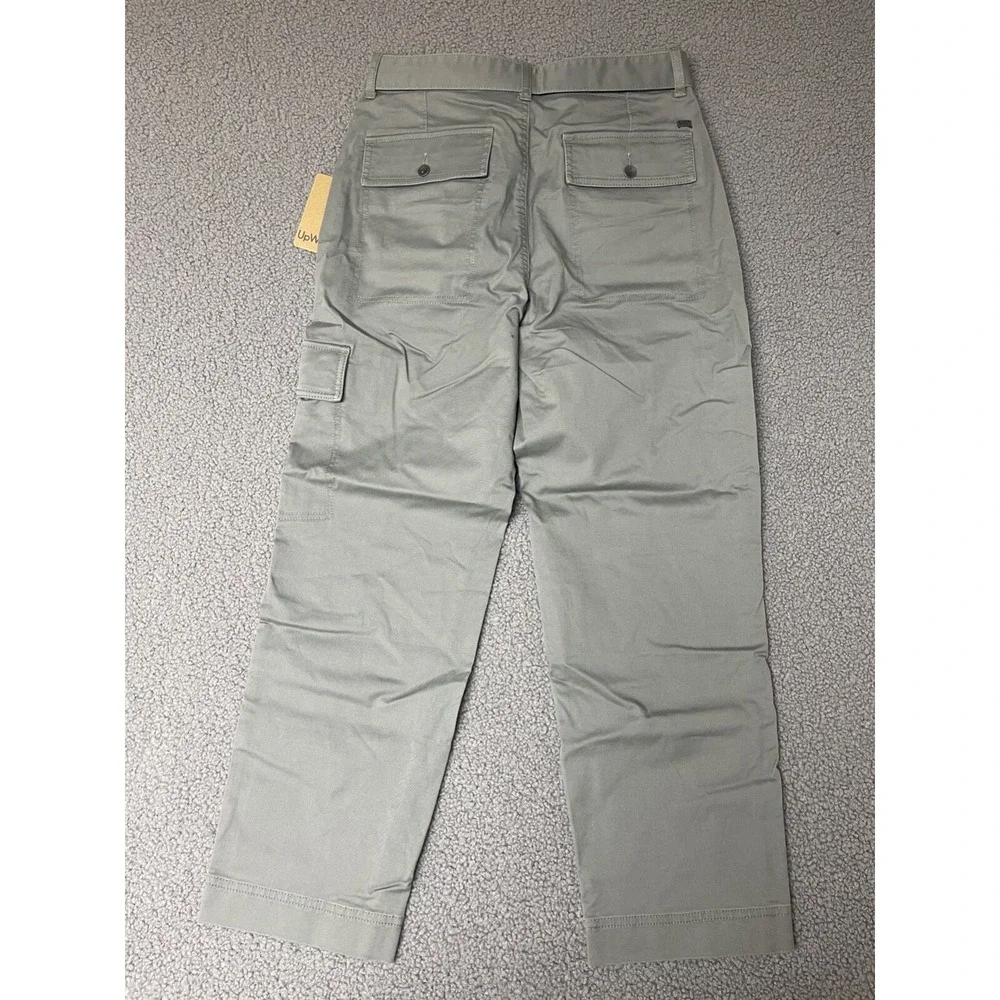 UpWest Resort cargo pants straight leg belted womens‎ large green gray $78